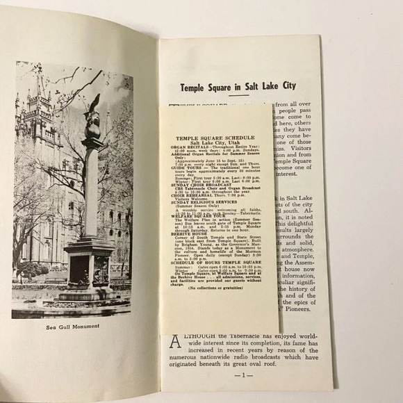 Vintage Temple Square  Salt Lake City Discover Utah Guide Brochures Pamphlets - Picture 4 of 12